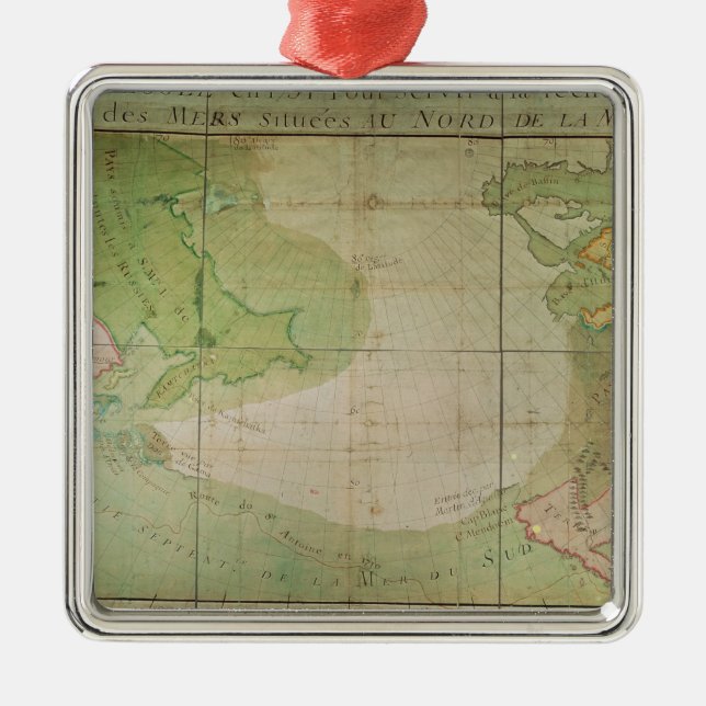 Map of New Discoveries Metal Ornament (Front)
