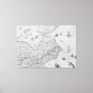 Map of New France or Canada Canvas Print