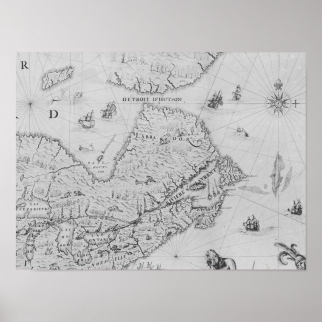 Map of New France or Canada Poster (Front)