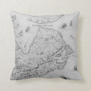 Map of New France or Canada Throw Pillow