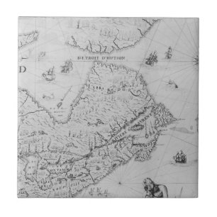 Map of New France or Canada Tile