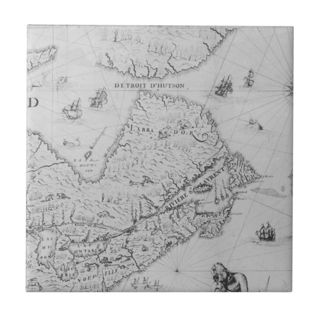 Map of New France or Canada Tile (Front)