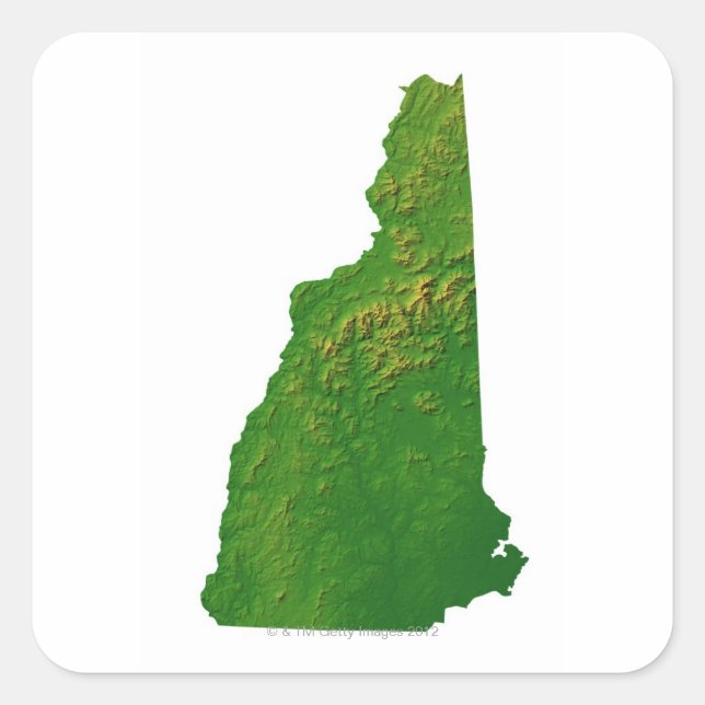 Map of New Hampshire Square Sticker (Front)