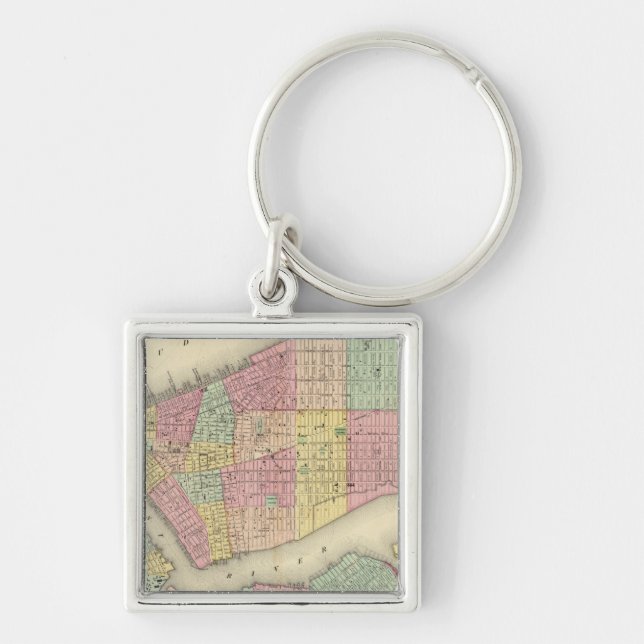 Map Of New York And The Adjacent Cities Keychain (Front)
