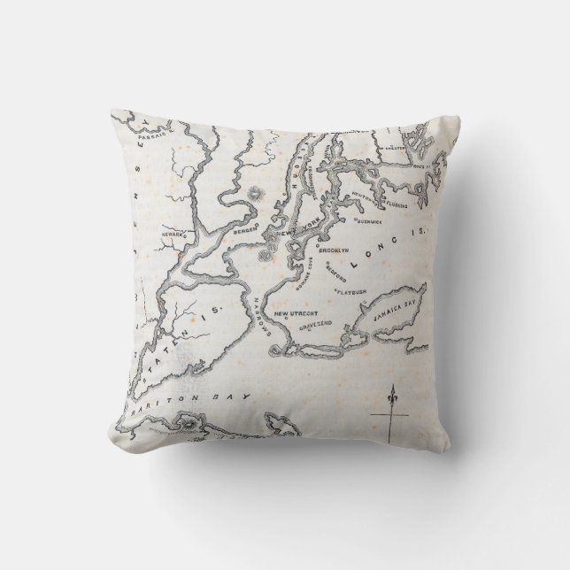 Map of New York and the Vicinity Throw Pillow (Front)