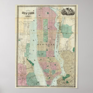 Map of New York and Vicinity Poster