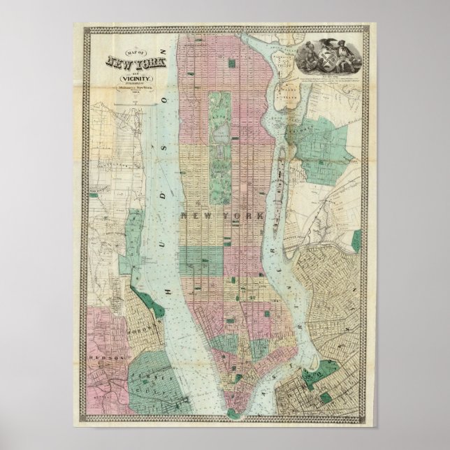 Map of New York and Vicinity Poster (Front)