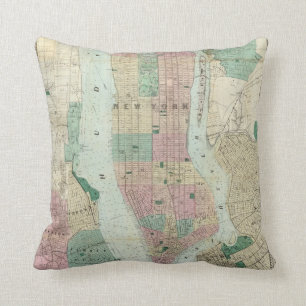 Map of New York and Vicinity Throw Pillow