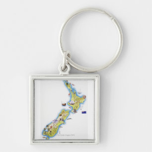Map of New Zealand Keychain