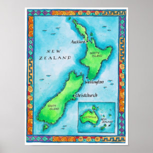 Map of New Zealand Poster