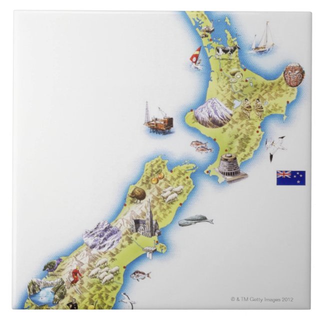 Map of New Zealand Tile (Front)