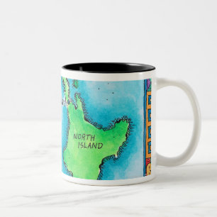 Map of New Zealand Two-Tone Coffee Mug