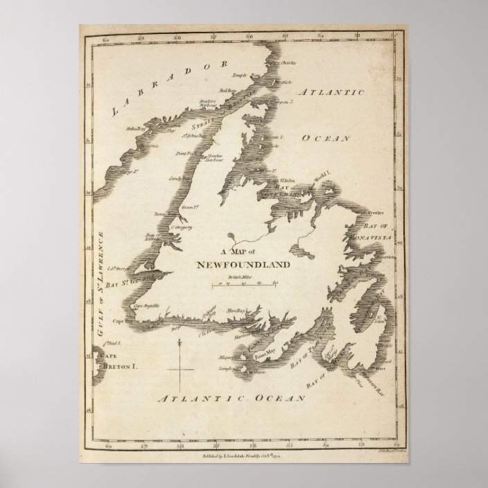 Map of Newfoundland Poster | Zazzle.ca