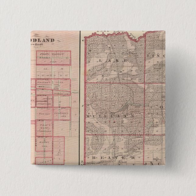 Map of Newton County with Goodland and Kentland 2 Inch Square Button (Front)