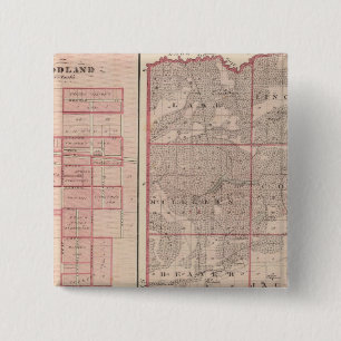Map of Newton County with Goodland and Kentland 2 Inch Square Button