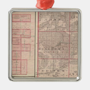 Map of Newton County with Goodland and Kentland Metal Ornament