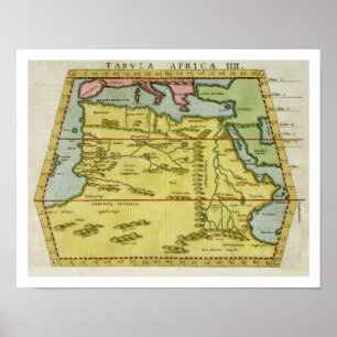 Map of North Africa, c.1580s (coloured engraving) Poster