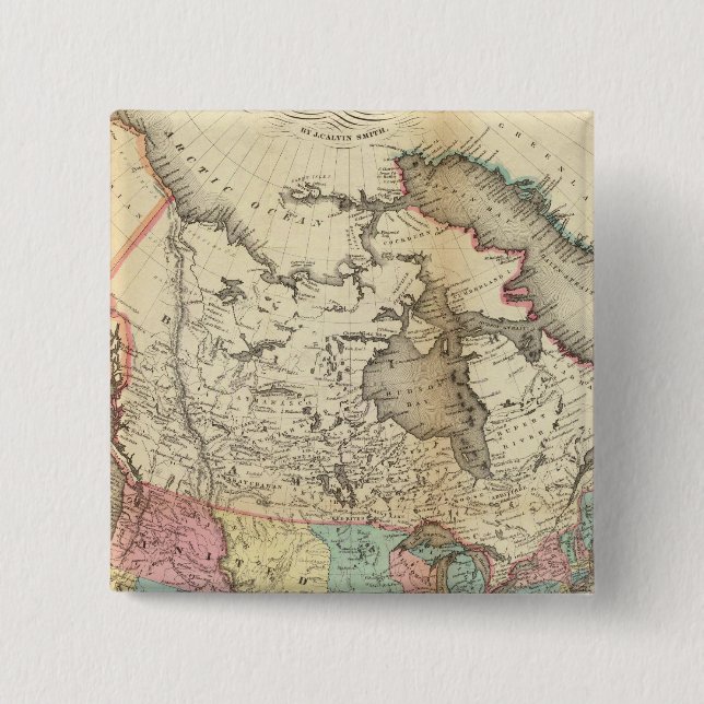 Map of North America 3 2 Inch Square Button (Front)