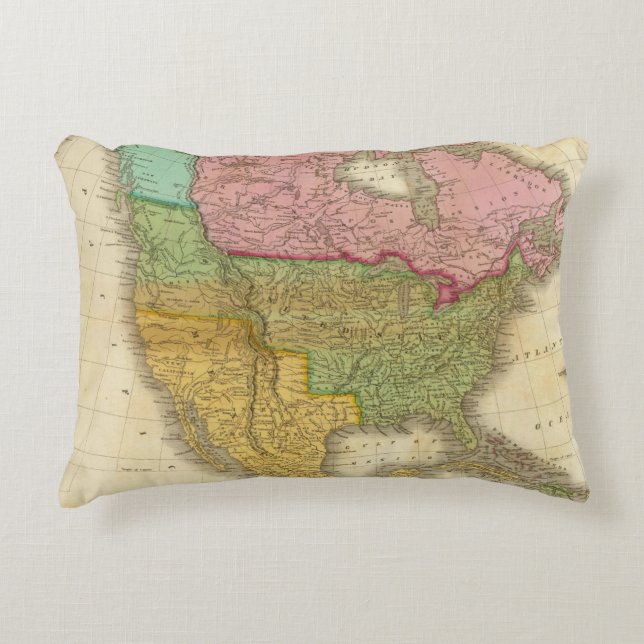 Map of North America 3 Decorative Pillow (Front)