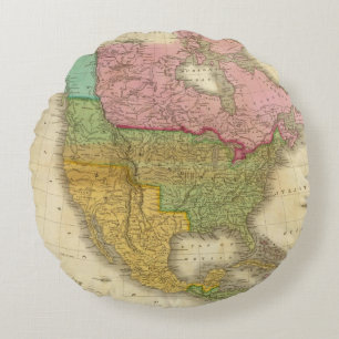 Map of North America 3 Round Pillow