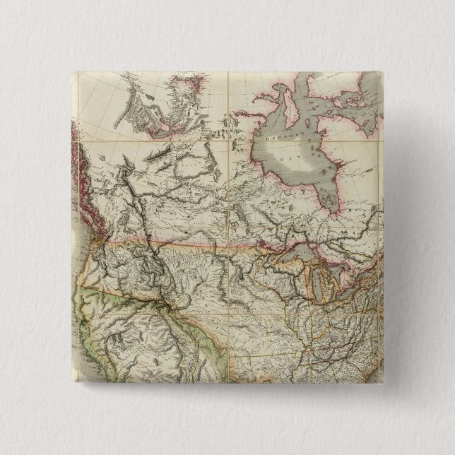 Map of North America 4 2 Inch Square Button (Front)