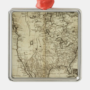 Map of North America Metal Ornament