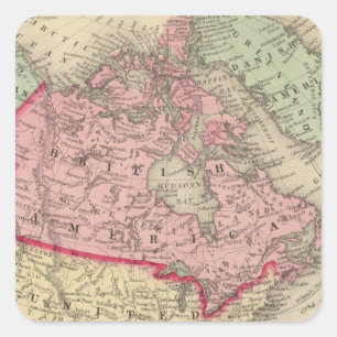 Map Of North America Square Sticker