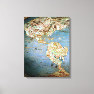 Map of North and South America Canvas Print