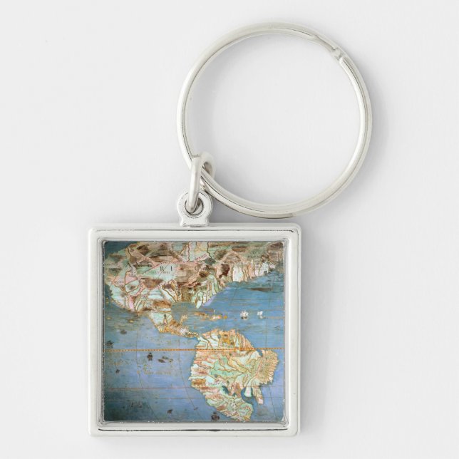 Map of North and South America Keychain (Front)