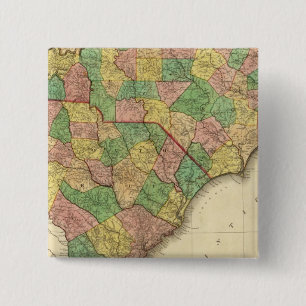Map of North and South Carolina 2 Inch Square Button