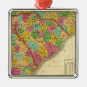 Map of North and South Carolina, and Georgia Metal Ornament
