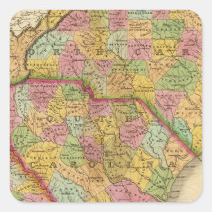 Map Of North and South Carolina And Georgia Square Sticker