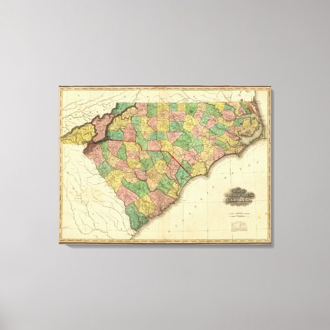 Map of North and South Carolina Canvas Print (Front)