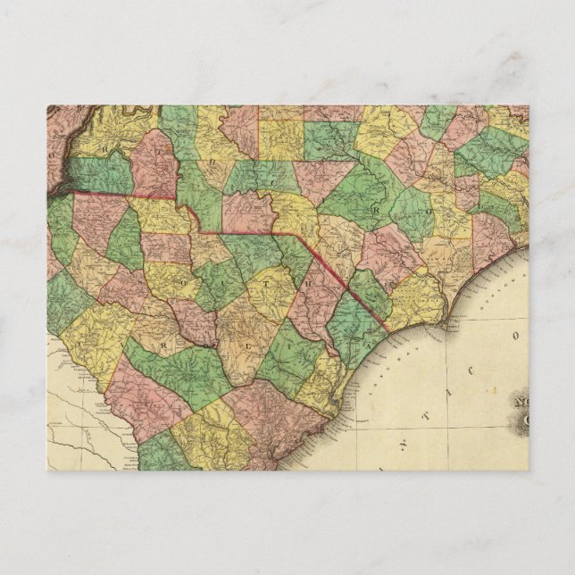 Map of North and South Carolina Postcard (Front)
