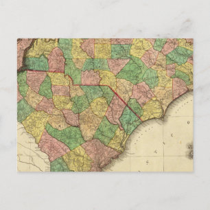 Map of North and South Carolina Postcard