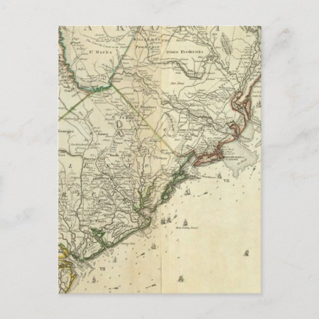Map Of North And South Carolina Postcard (Front)
