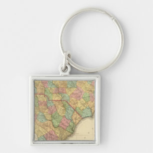 Map of North South Carolina Keychain