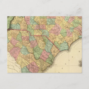 Map of North South Carolina Postcard