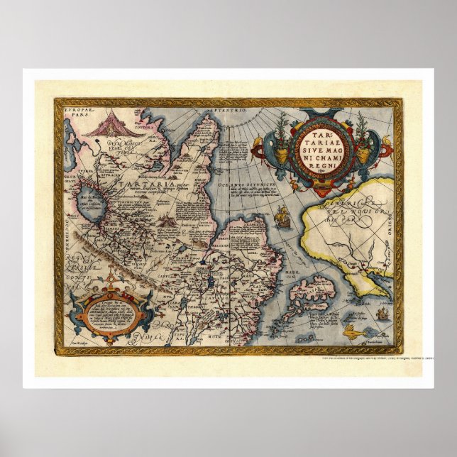 Map of Northern Asia by Abraham Ortelius 1603 Poster (Front)