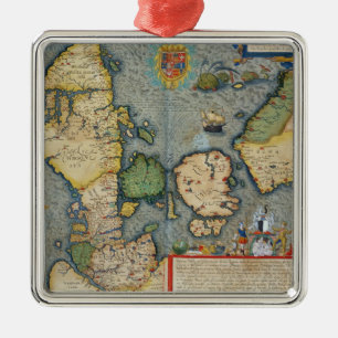 Map of Northern Europe, from 'Civitates Orbis Terr Metal Ornament