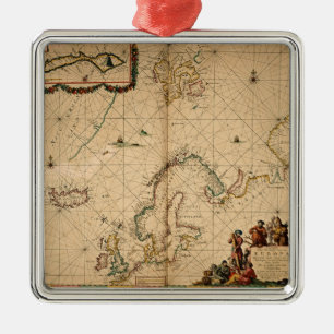 Map of Northern Europe Metal Ornament