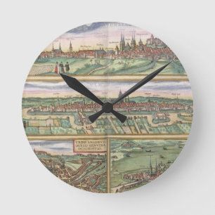 Map of Nuremberg, Ulm, and Saltzburg, from 'Civita Round Clock