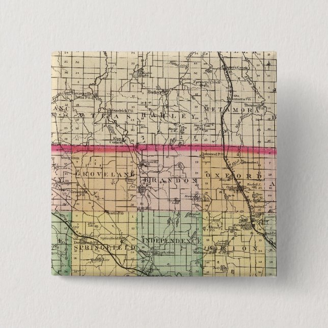 Map of Oakland County, Michigan 2 Inch Square Button (Front)