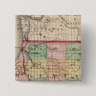 Map of Oceana County, Michigan 2 Inch Square Button