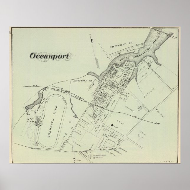 Map of Oceanport, NJ Poster (Front)