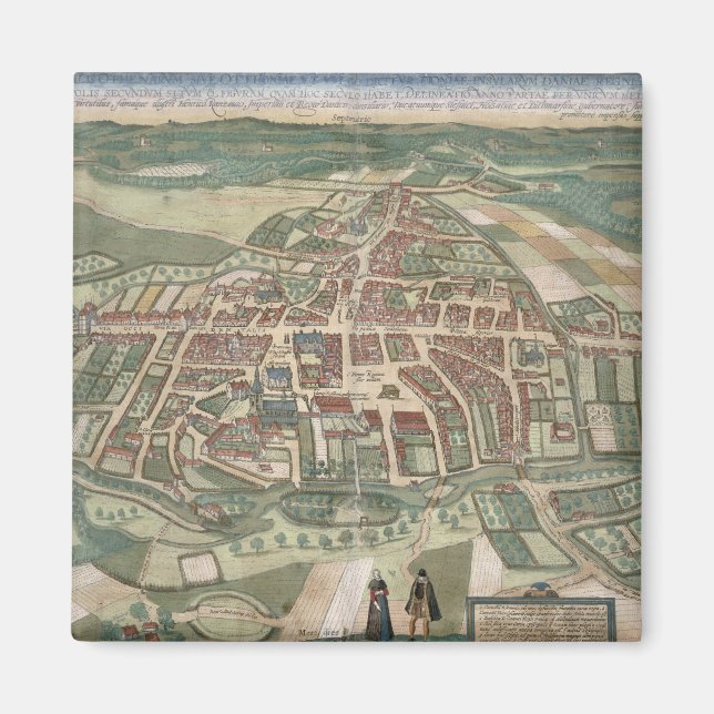 Map of Odense, from 'Civitates Orbis Terrarum' by Magnet (Front)