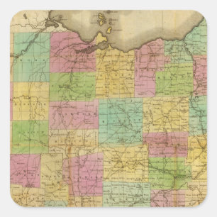 Map of Ohio 2 Square Sticker