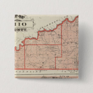 Map of Ohio County with City of Rising Sun 2 Inch Square Button