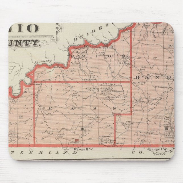 Map of Ohio County with City of Rising Sun Mouse Pad (Front)