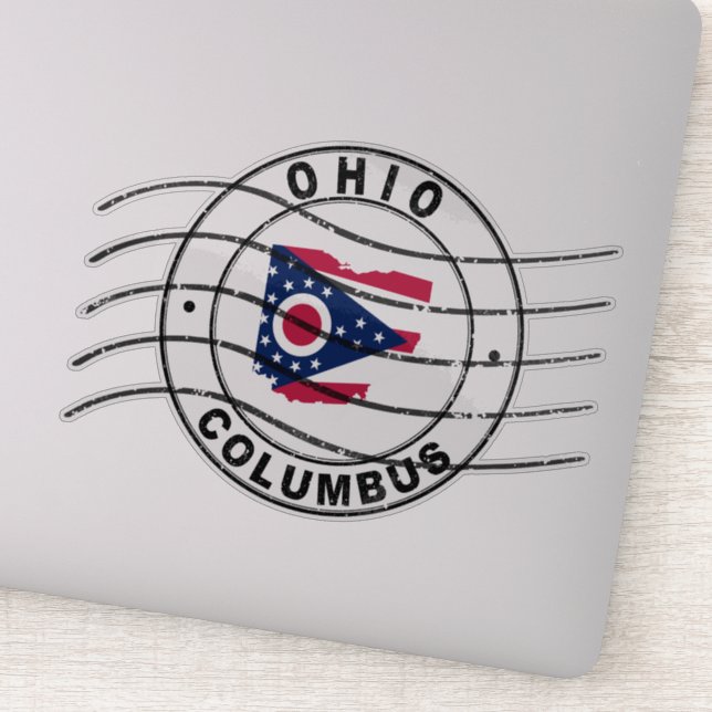 Map of Ohio, Postal Passport Stamp, Travel Stamp (Detail)